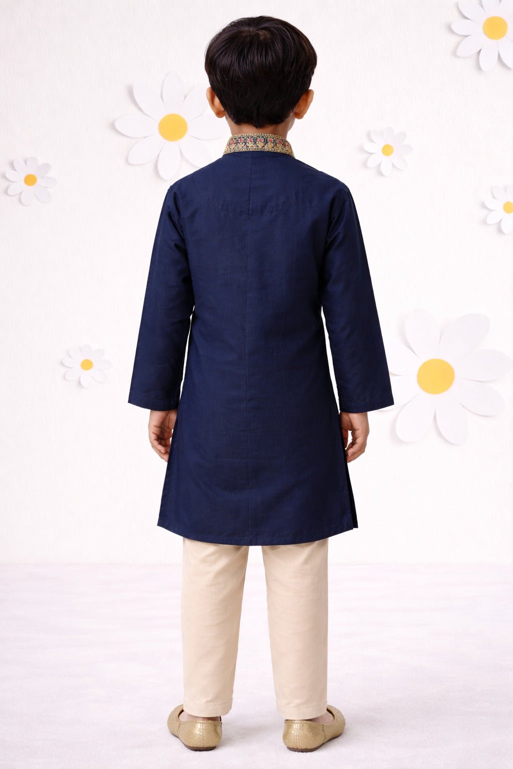 Boys Cotton Viscose Thread Embroidered Kurta Pyjama Set