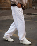 White Denim Solid Baggy Fit Jeans 100% Cotton