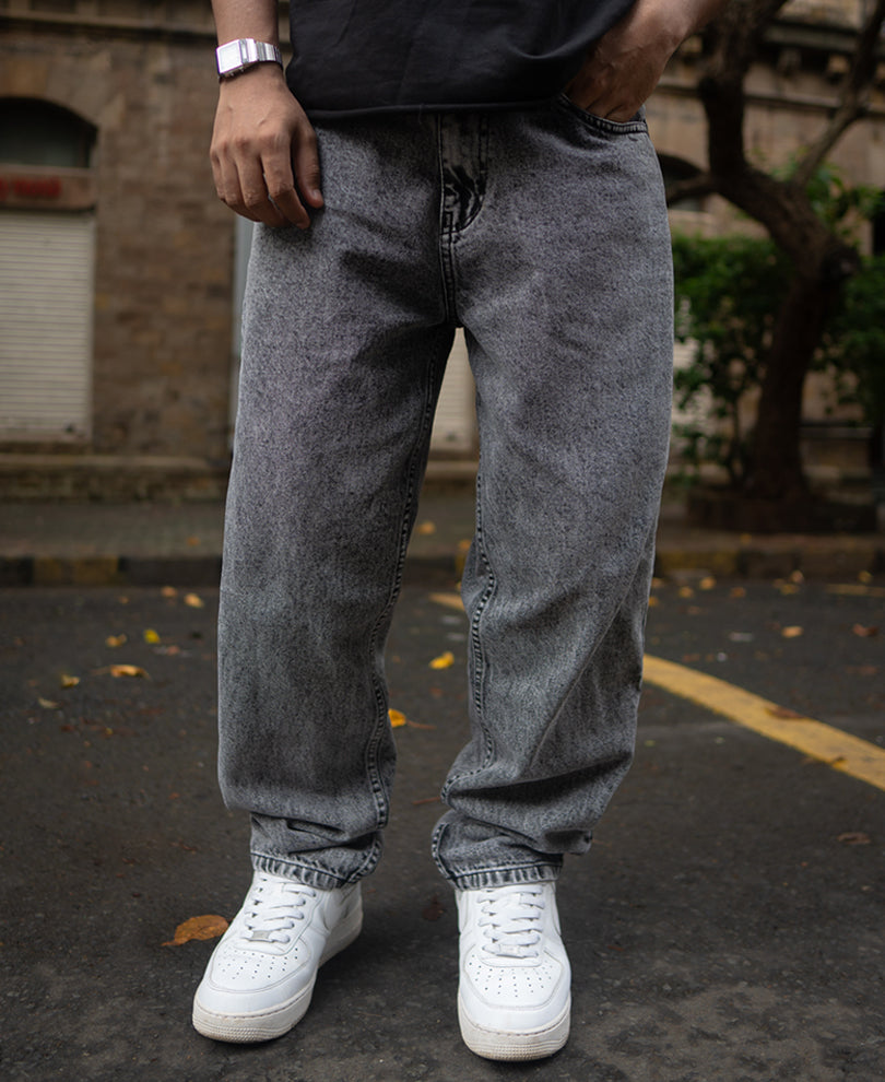 Dark Grey Baggy fit Denim Jeans 100% Cotton