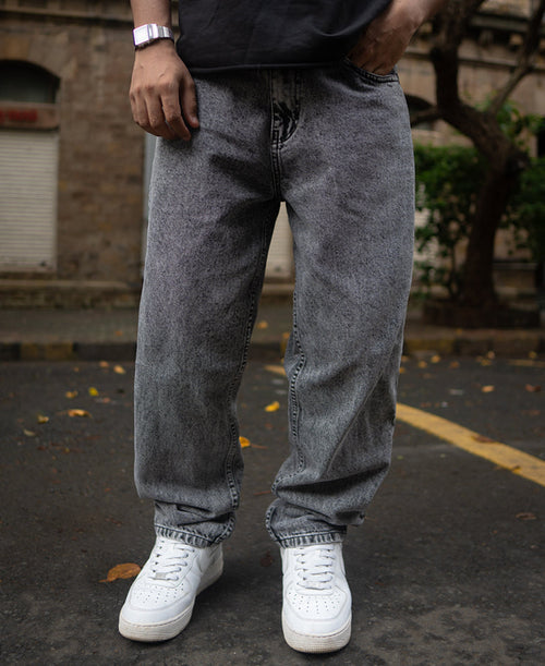 Dark Grey Baggy fit Denim Jeans 100% Cotton