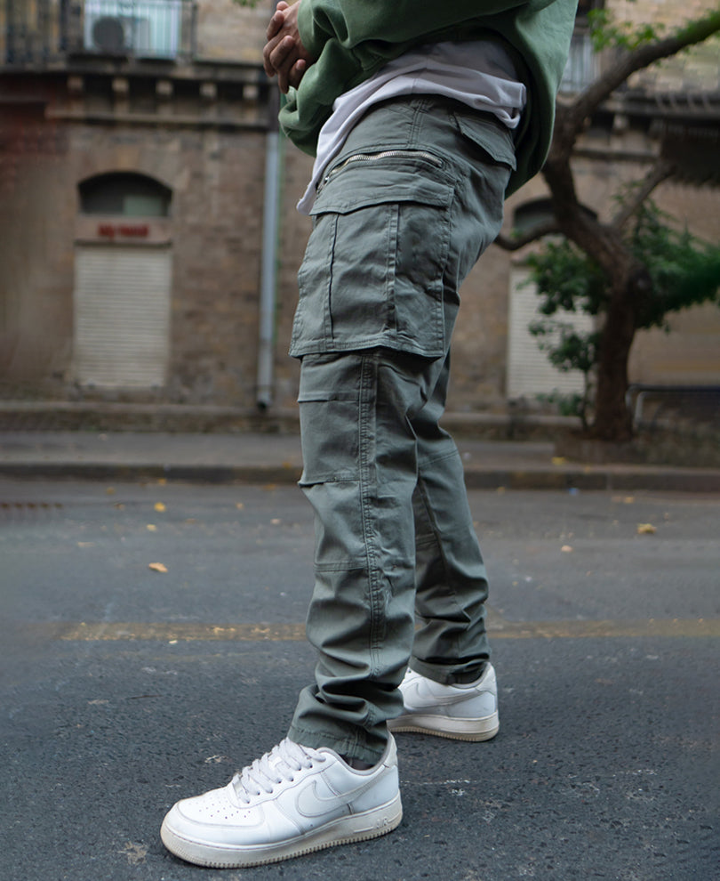 Olive Regular Fit Cargo Pant 100% Cotton