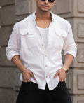 White Regular Fit Full Sleeves Shirt 100% Cotton