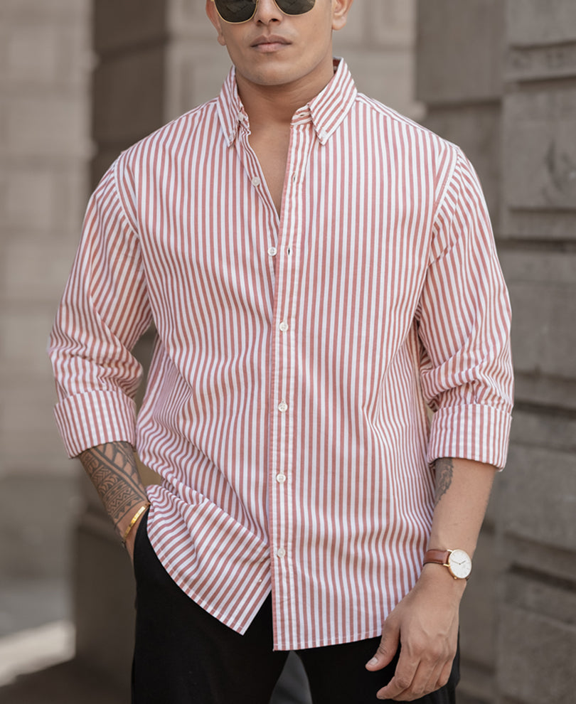 Rust Stripe Shirt 100% Cotton