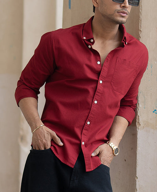 Brick Red Oxford Shirt 100% Cotton