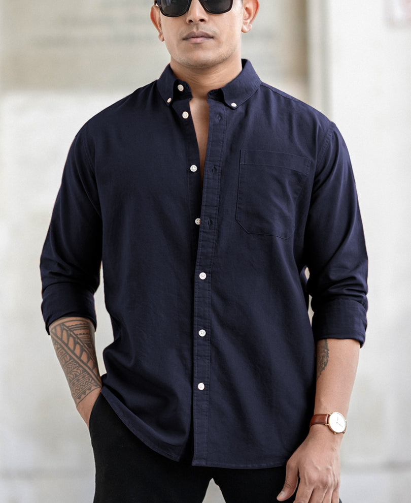 Navy Oxford Shirt 100% Cotton