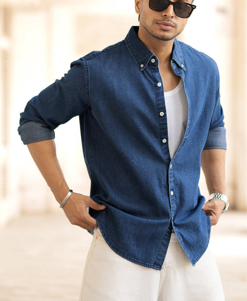 Blue Denim Shirt 100% Cotton