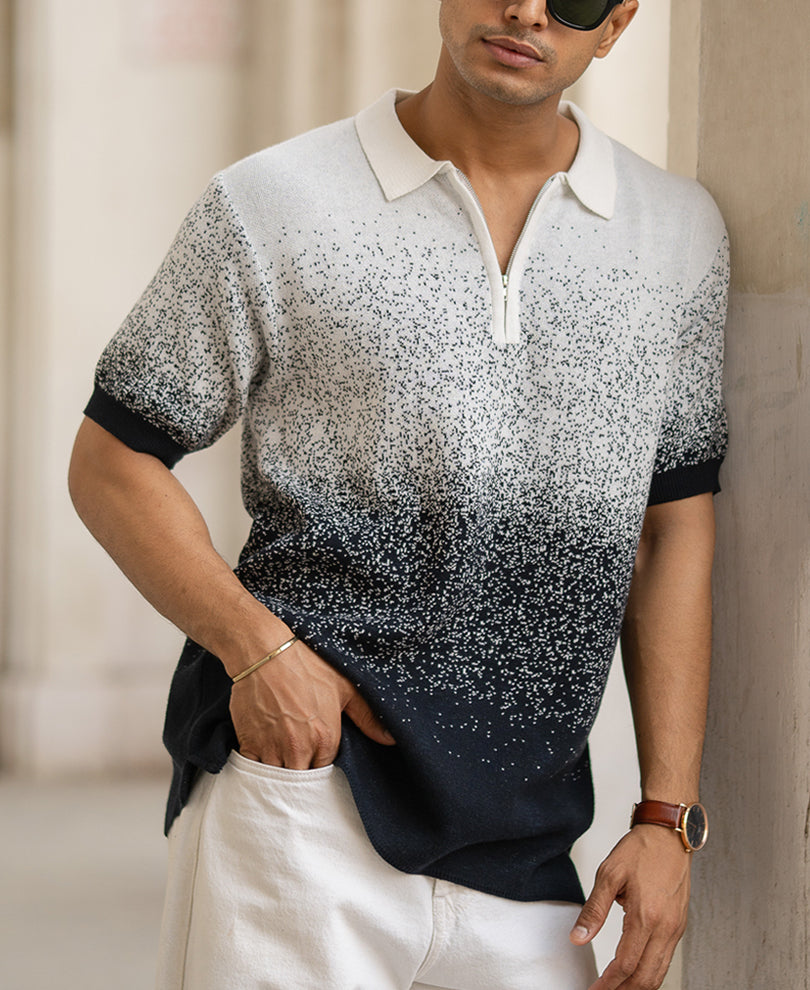 Ombre Jacquard Polo T-Shirt 100% Cotton