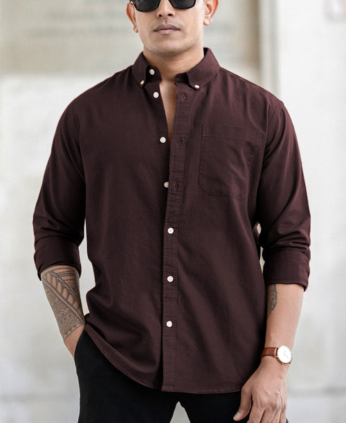 Brown Oxford Shirt 100% Cotton