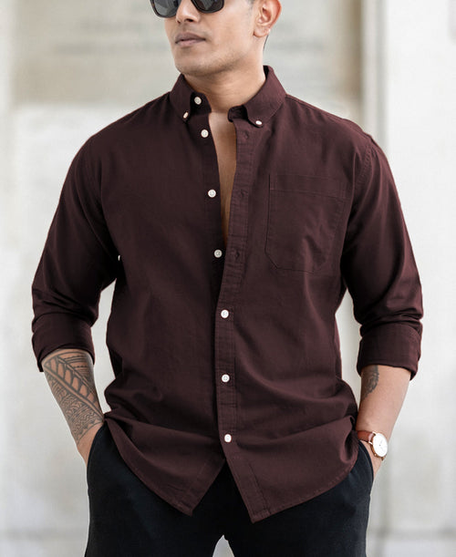 Brown Oxford Shirt 100% Cotton