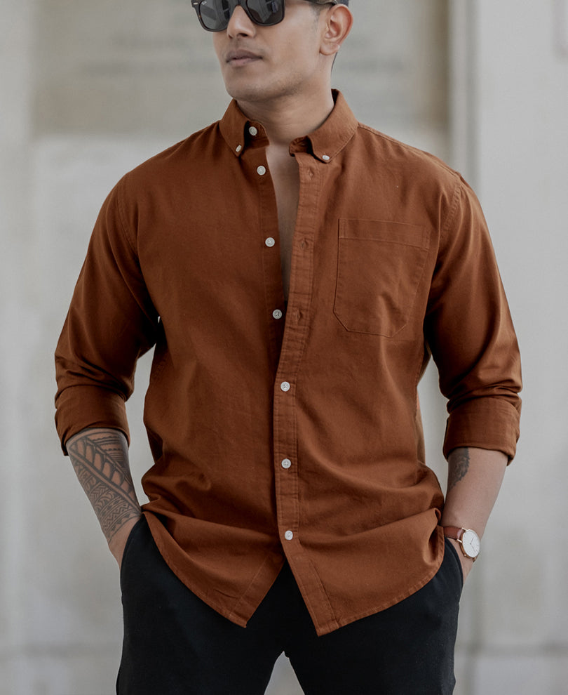 Tan Oxford Shirt 100% Cotton