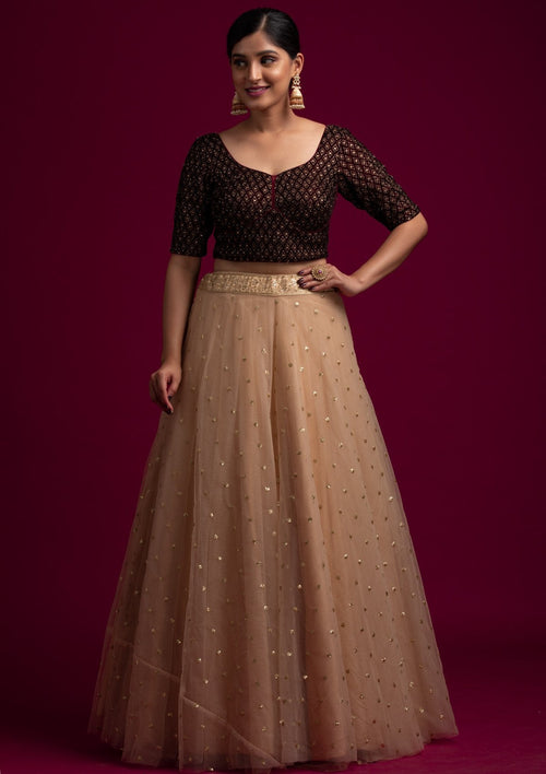 Gold Sequins Net Designer Skirt