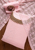 Baby Pink Stonework Georgette Unstitched Salwar Suit