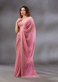 Baby Pink Stonework Georgette Saree