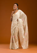 Baby Pink Threadwork Tissue Saree