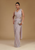 Baby Pink Stonework Chiffon Readymade Saree