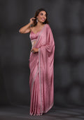 Baby Pink Stonework Satin Saree