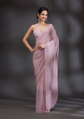 Baby Pink Stonework (Gold) Georgette Saree