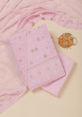 Baby Pink Threadwork Georgette Unstitched Salwar Suit