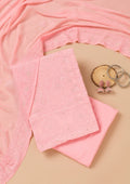 Baby Pink Threadwork Georgette Unstitched Salwar Suit