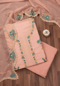Baby Pink Threadwork Tissue Unstitched Salwar Suit