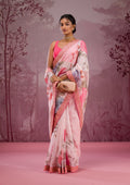 Cream Printed Georgette Saree