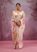 Beige Printed Georgette Saree