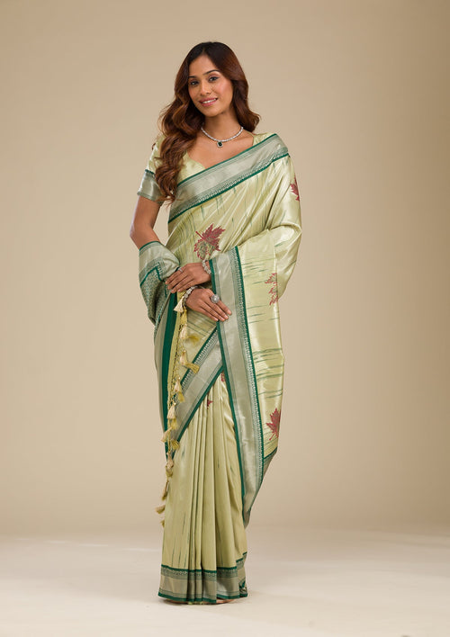 Beige Printed Soft Silk Saree