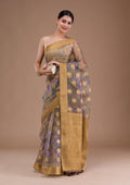 Beige Printed Tissue Saree