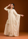 Beige Zariwork Tissue Readymade Salwar Suit