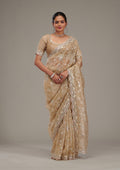 Beige Zariwork Tissue Saree