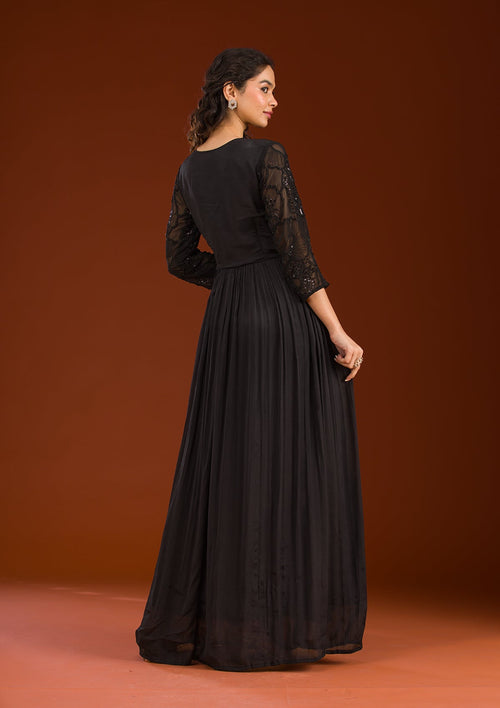 Black Cutdana Georgette Readymade Salwar Suit