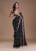 Black Zariwork (Silver) Crepe Saree