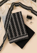 Black Printed Cotton Unstitched Salwar Suit