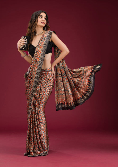 Black Cutdana Satin Saree