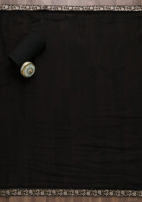 Black Sequins Georgette Unstitched Salwar Suit