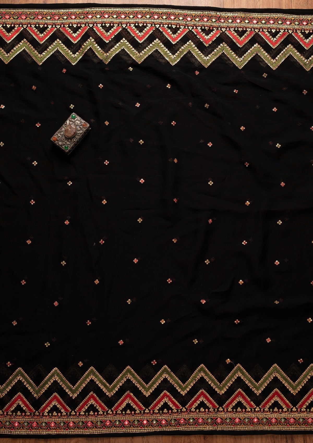 Black Sequins Georgette Unstitched Salwar Suit