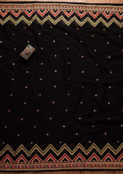 Black Sequins Georgette Unstitched Salwar Suit
