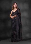 Black Sequins Georgette Designer Saree