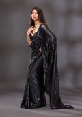 Black Sequins Georgette Saree
