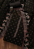 Black Sequins Semi Crepe Semi-Stitched Salwar Suit