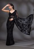 Black Swarovski Imported Fabric Saree