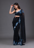 Black Swarovski Satin Saree