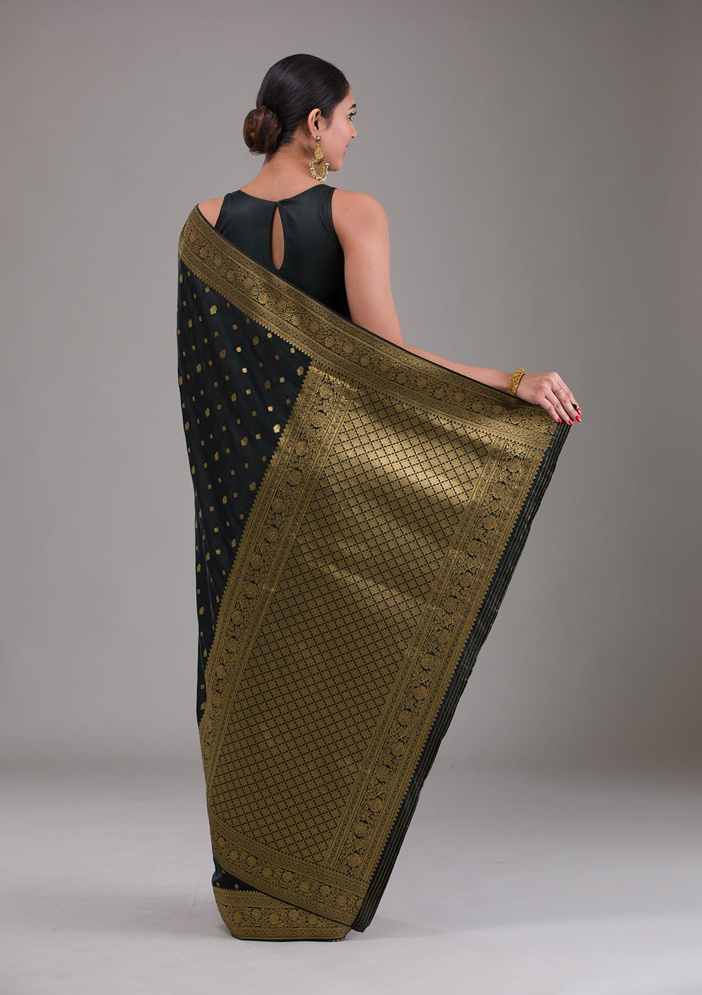 Black Swarovski Banarasi Silk  Saree