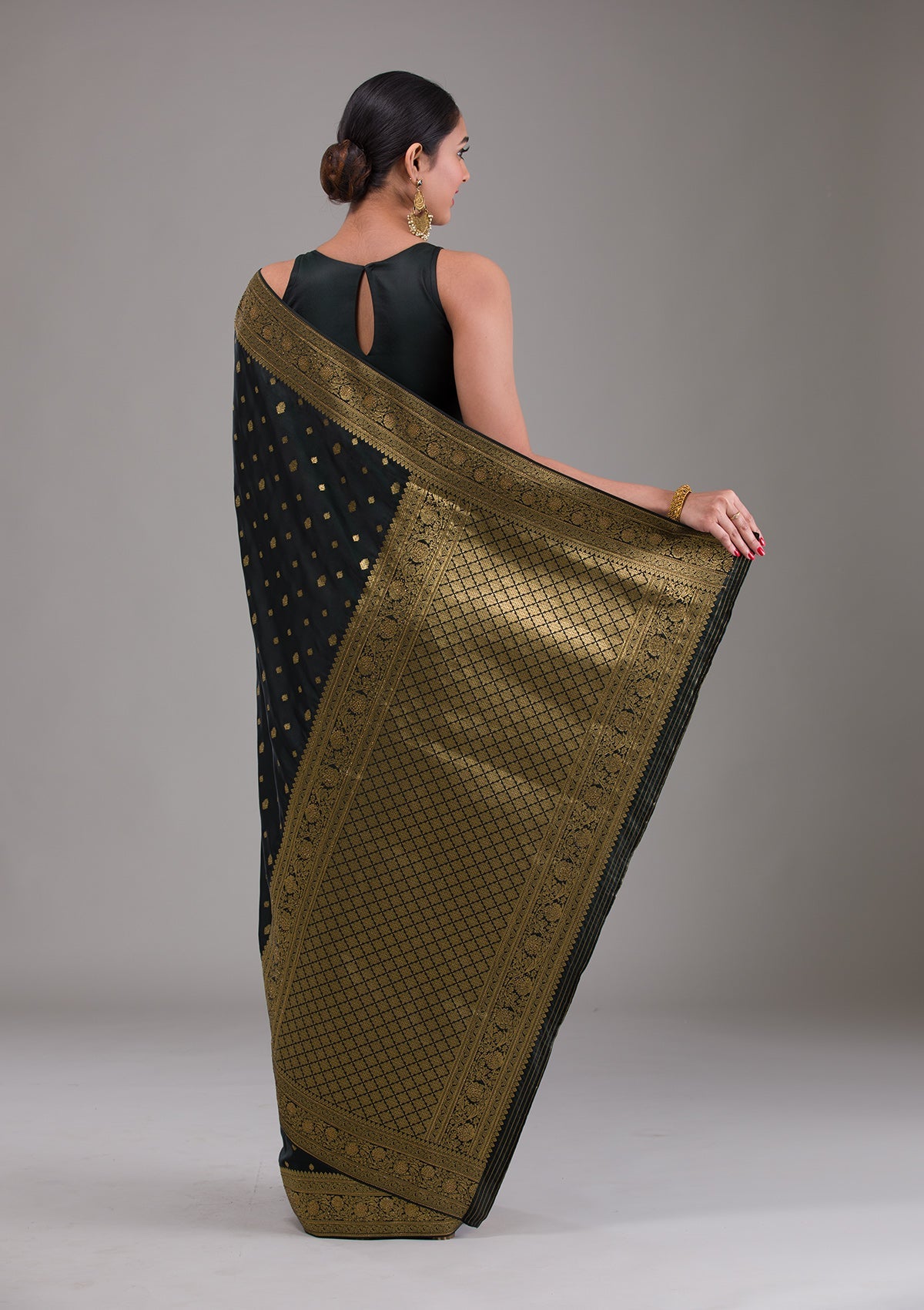Black Swarovski Banarasi Silk  Saree