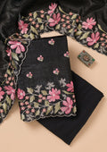 Black Threadwork Organza Unstitched Salwar Suit