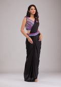 Black Threadwork Semi Crepe Saree