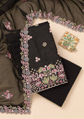 Black Threadwork Tissue Unstitched Salwar Suit