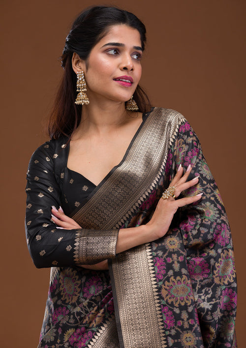 Black Zariwork Banarasi Silk Saree