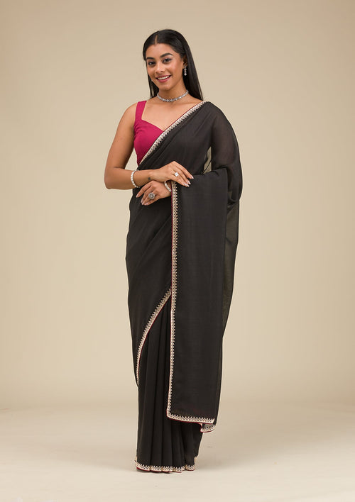 Black Zariwork Art Silk Saree