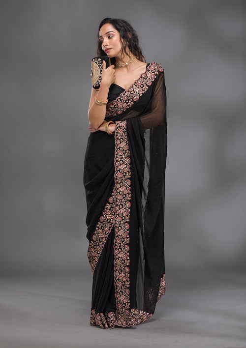 Black Zariwork Georgette Saree